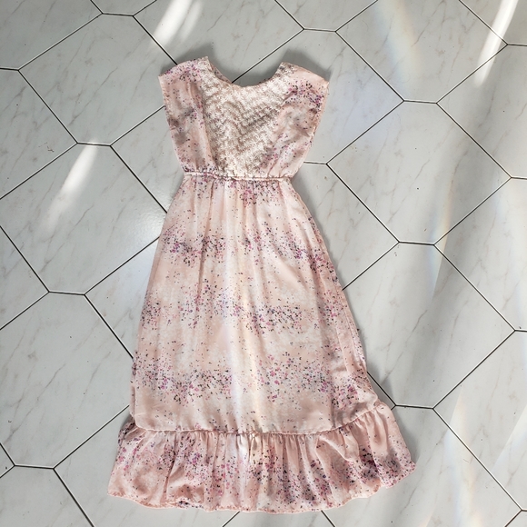 Other - Pink Chiffon Floral Dress Girls Size 10-12